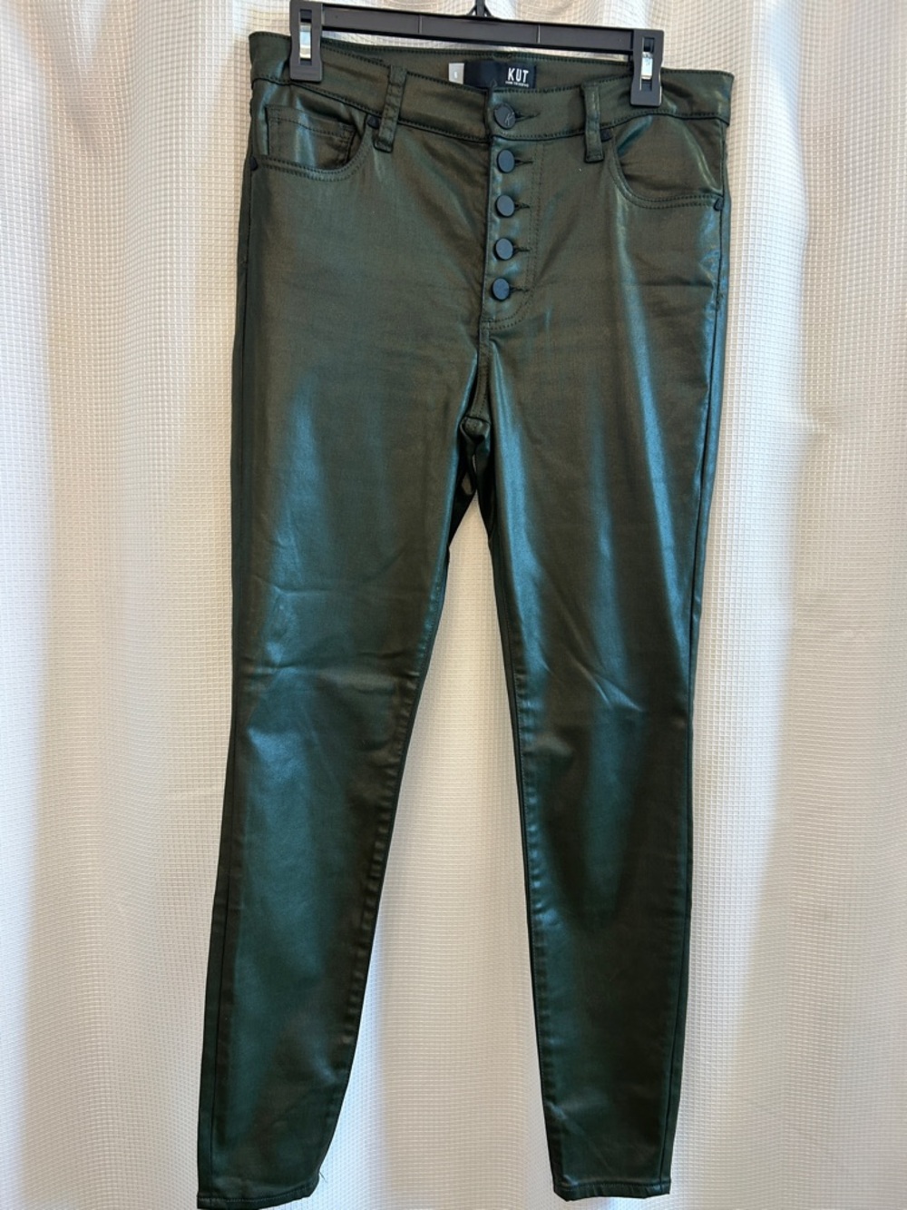 Kut from the Kloth MIA Forest Green Coated Skinny Jeans Size 6